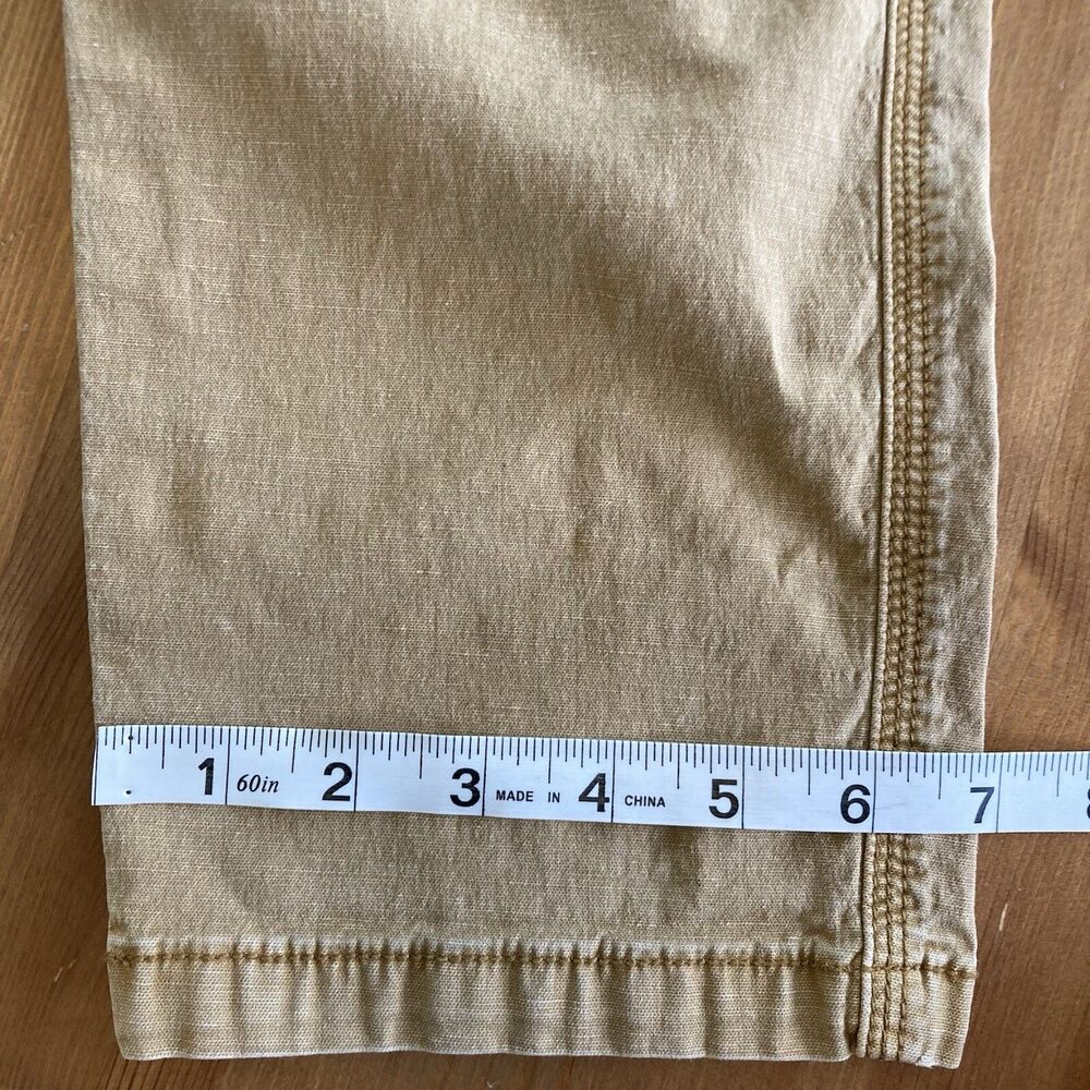 By Anthropologie Pants Size 27 Khaki The Wanderer Cotton Linen Blnd Straight Leg - Picture 15 of 15